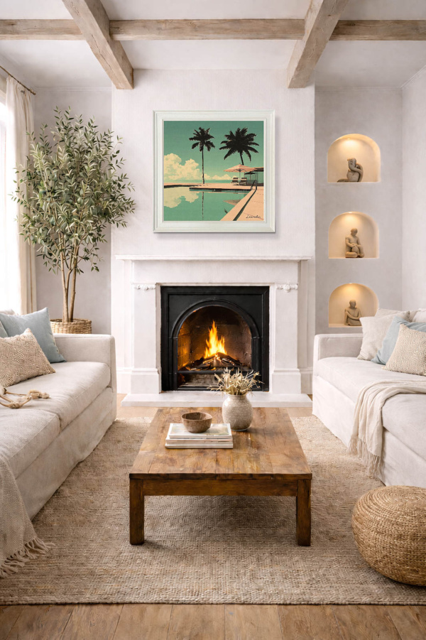 Poolside Reflections by Leander, limited edition print, in room