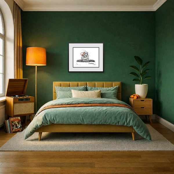 DJ Man Cub by Scott Tetlow, limited edition print, in room