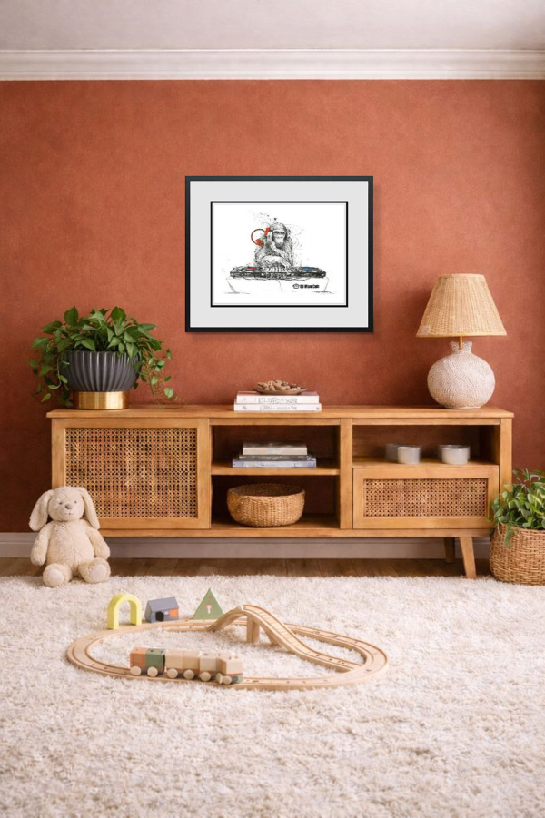 DJ Man Cub by Scott Tetlow, limited edition print, in room