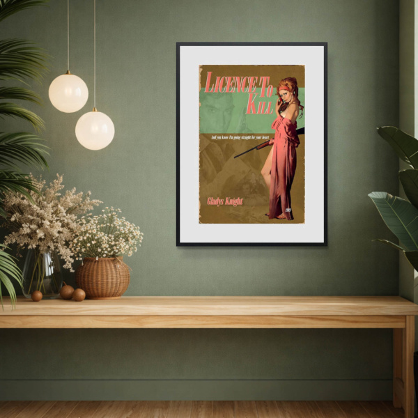 1989 – Licence To Kill by Linda Charles, limited edition print, in room