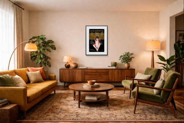 1995 – Golden Eye by Linda Charles, limited edition print, in room