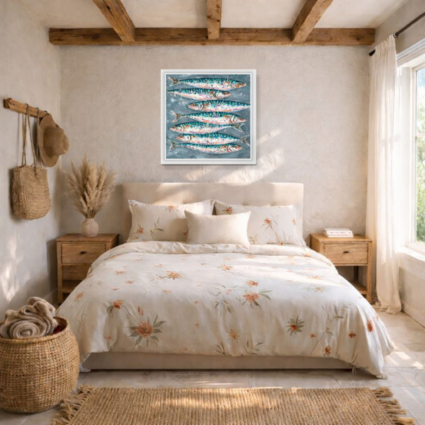 Mackerel Swim (Limited Edition) by Giles Ward, limited edition print, in room