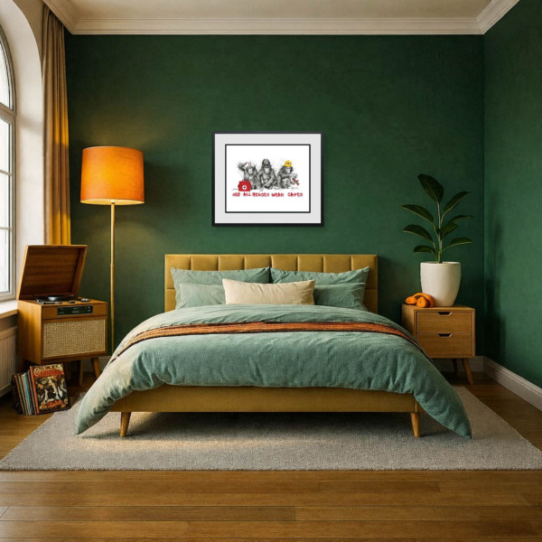 Not All Heroes Wear Capes by Scott Tetlow, limited edition print, in room