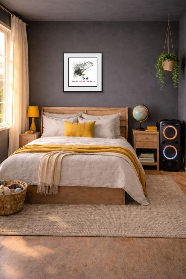 Grab Life By The Balls by Scott Tetlow, limited edition print, in room