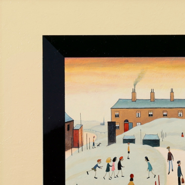 Sundown On The Common – L.S. Lowryish by Chris Chapman, original painting, detail