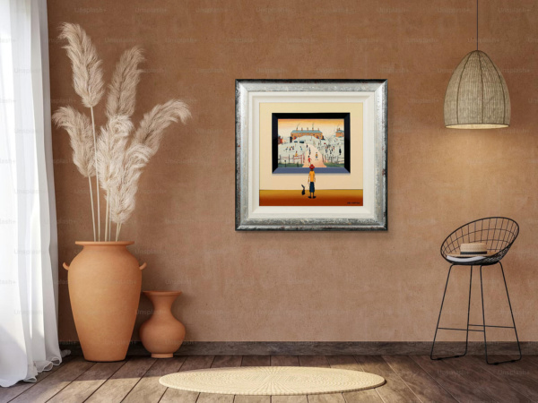 Sundown On The Common – L.S. Lowryish by Chris Chapman, original painting, in room
