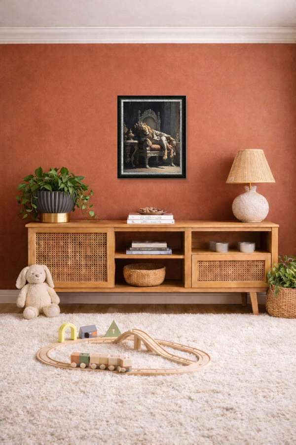 Just Lion Around by Boid, limited edition print, in room