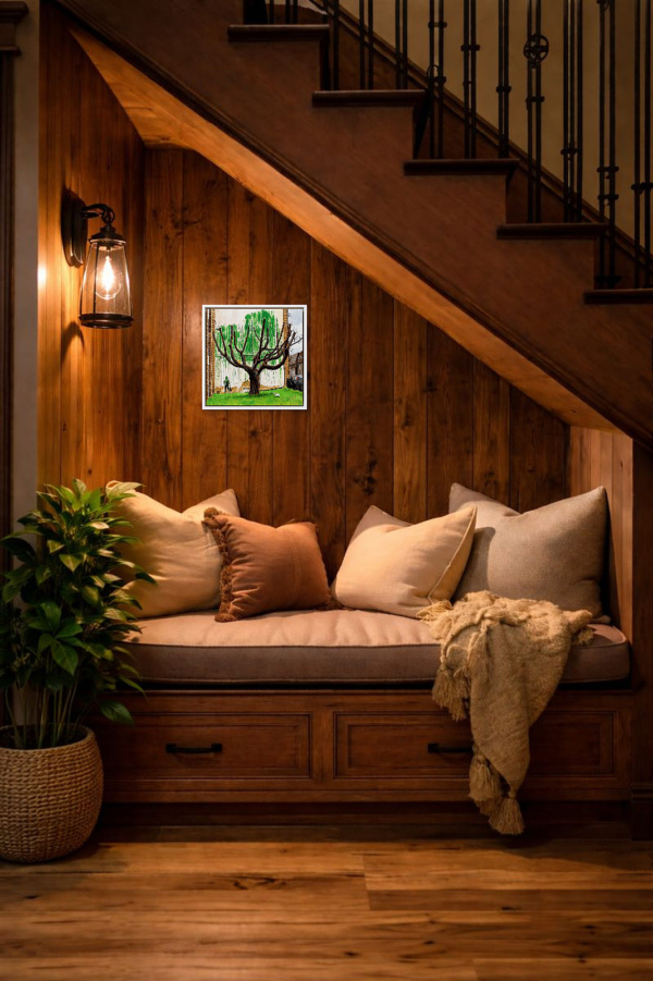 Banksy’s Tree by Chris Ross Williamson, original painting, in room