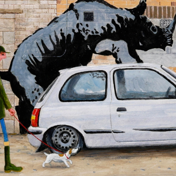 Rhino Neil by Chris Ross Williamson, original painting, detail