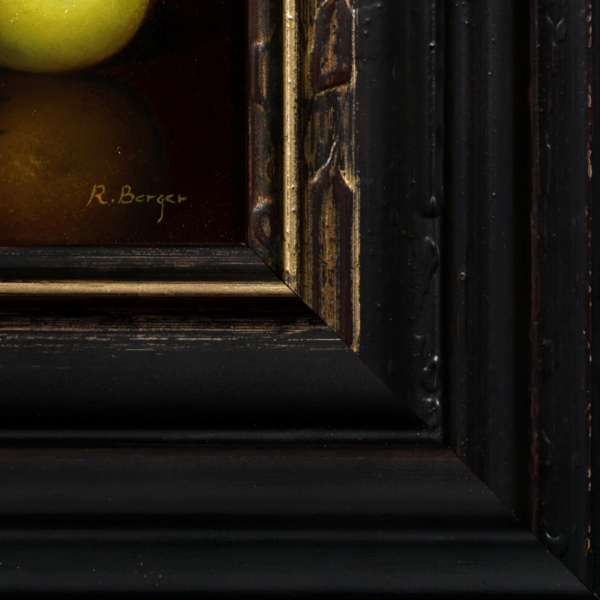 Two Fresh Apples by Ronald Berger, original painting, detail
