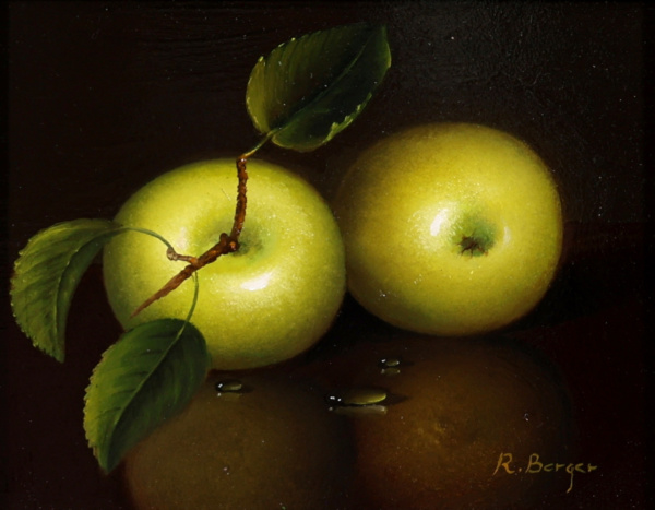 Two Fresh Apples by Ronald Berger, original painting