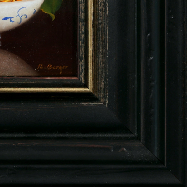 Lemons on Porcelain Bowl by Ronald Berger, original painting, detail