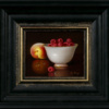 Raspberries on Porcelain Bowl and Peach by Ronald Berger, original painting