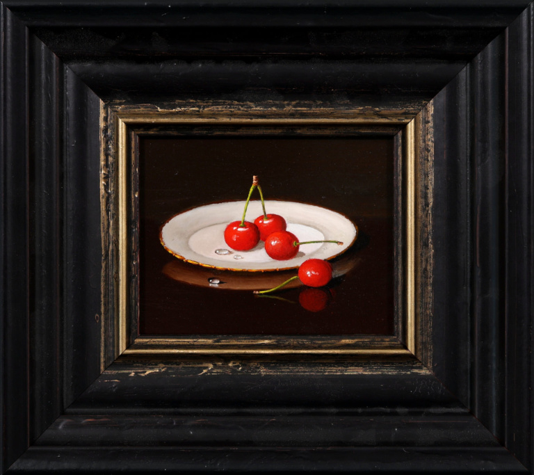 Cherries on Porcelain Plate