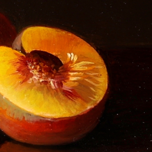 Two Nectarines by Ronald Berger, original painting, detail