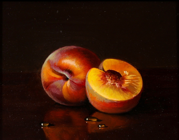 Two Nectarines by Ronald Berger, original painting