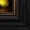 Two Apples and Porcelain Bowl by Ronald Berger, original painting, detail