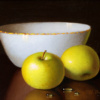 Two Apples and Porcelain Bowl by Ronald Berger, original painting