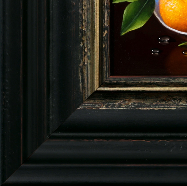 Tangerines on Porcelain Bowl by Ronald Berger, original painting, detail