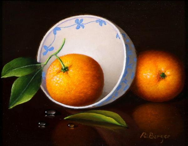 Tangerines on Porcelain Bowl by Ronald Berger, original painting