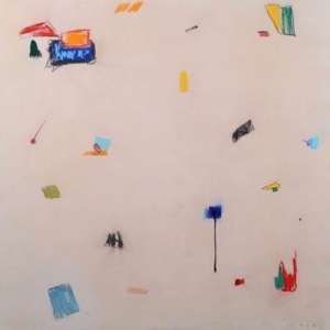 Lost In-between by Manel, mixed media on wooden panel, thumbnail image