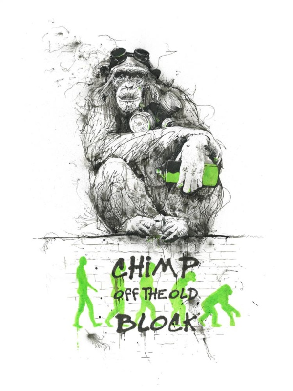Scott Tetlow — Chimp Off The Old Block - Miniature (mounted)
