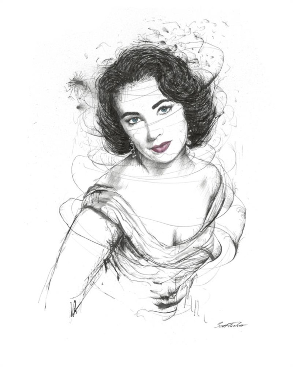 Scott Tetlow — Elizabeth Taylor - Miniature (mounted)