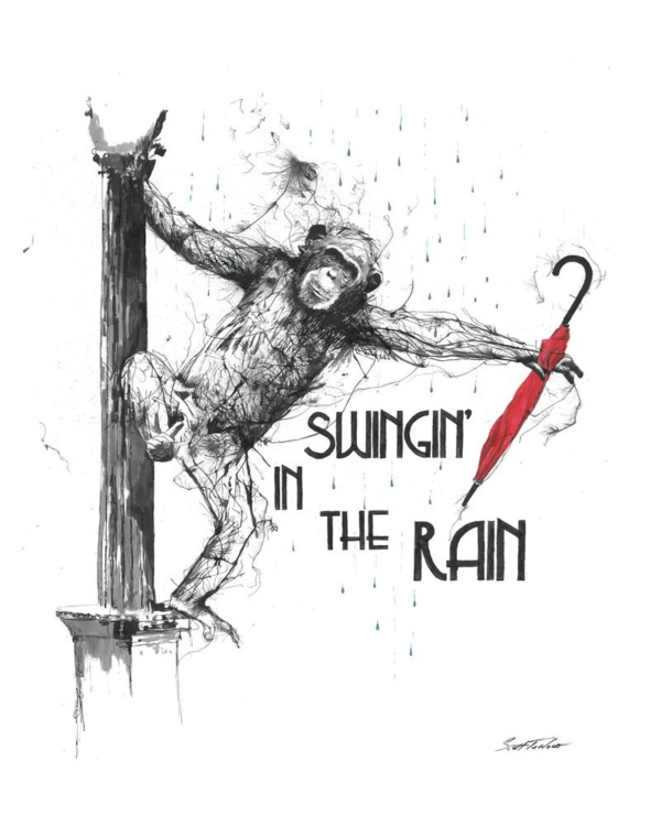 Scott Tetlow — Swingin' In The Rain - Miniature (mounted)