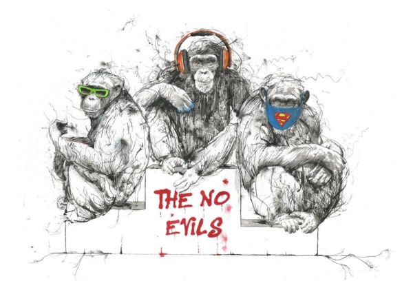 Scott Tetlow — The No Evils - Miniature (mounted)