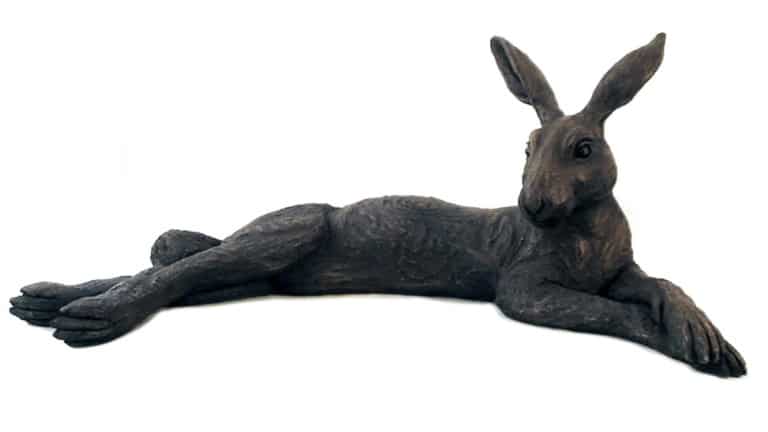 Large Reclining Hare by Suzie Marsh
