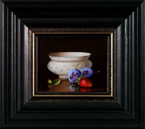 Plums & Strawberry In Porcelain Bowl, Ronald Berger