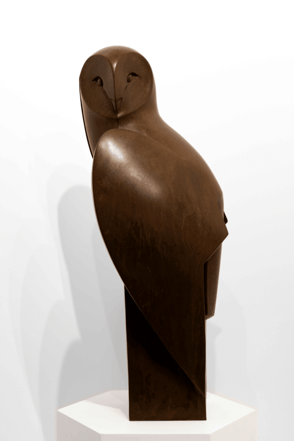 Paul Harvey – Barn Owl Landed (Mixed Metals Finish) – sculpture