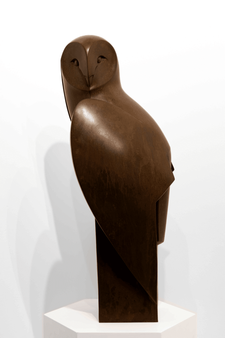 Barn Owl Landed (Mixed Metals Finish) by Paul Harvey